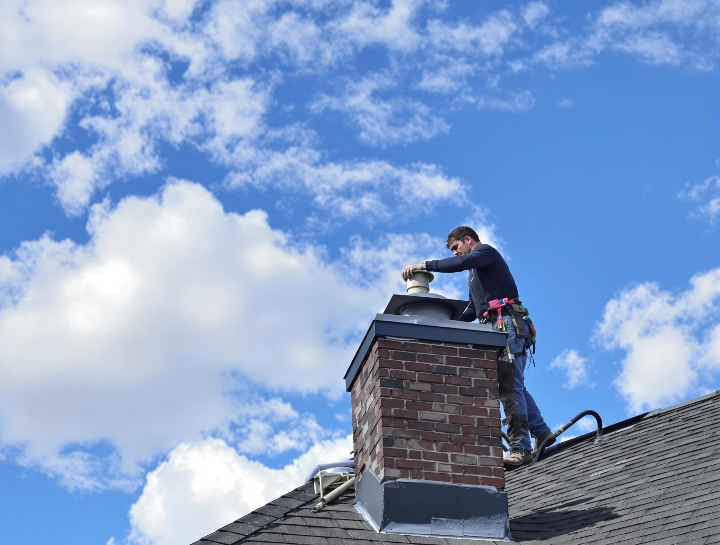 Conyers Chimney Sweep installing a sturdy chimney cap in Conyers, GA