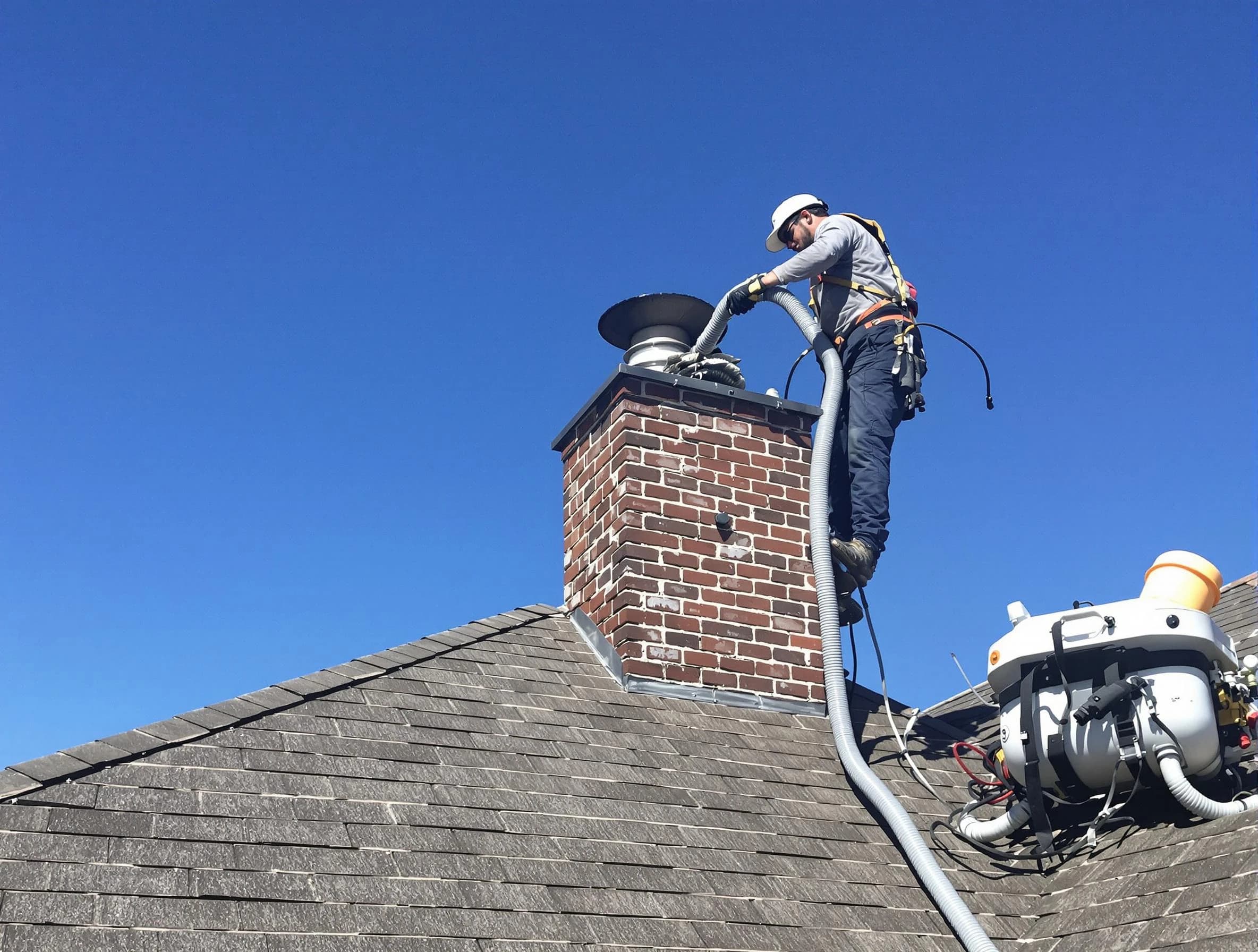 Dedicated Conyers Chimney Sweep team member cleaning a chimney in Conyers, GA