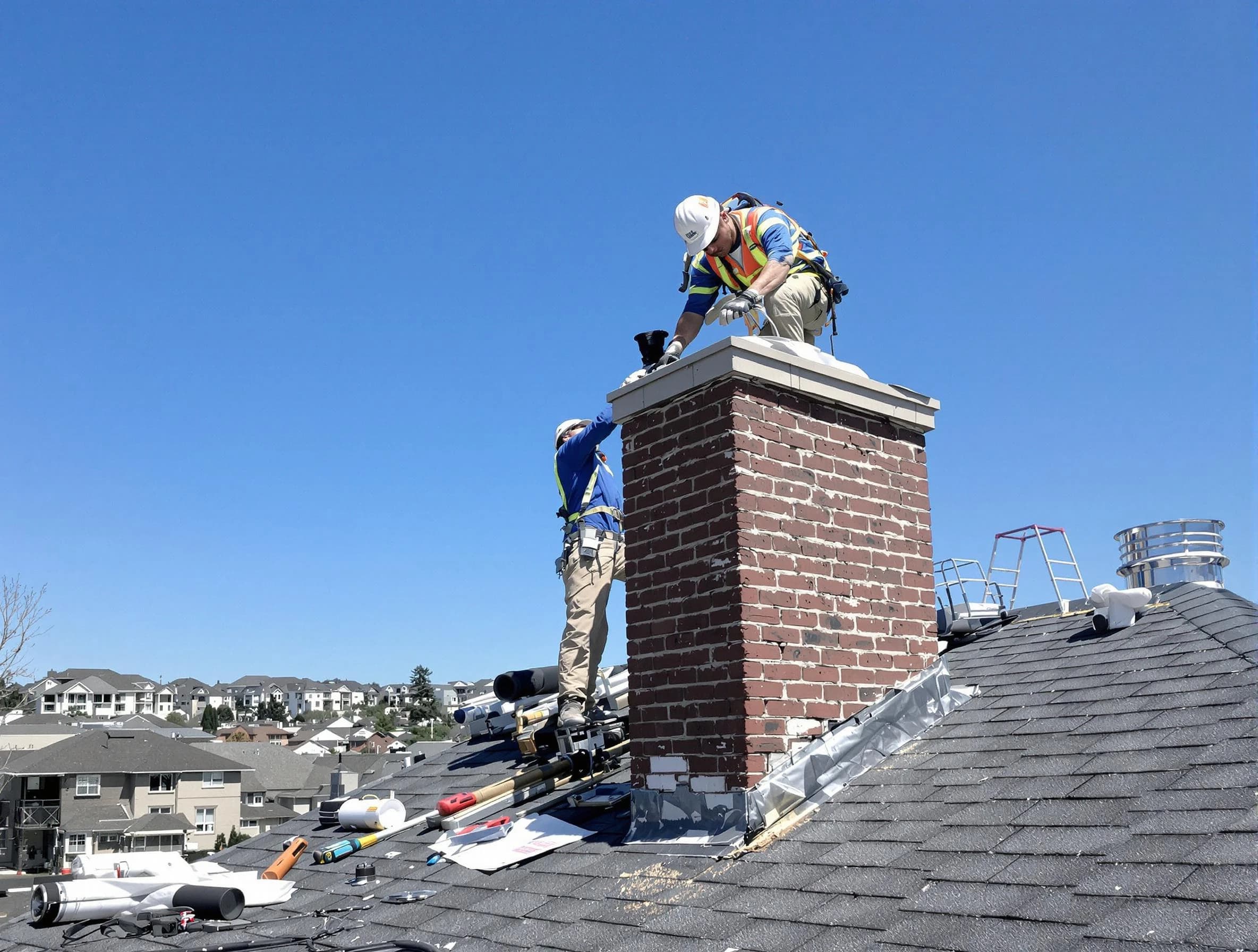Conyers Chimney Sweep repairing a chimney crown in Conyers, GA