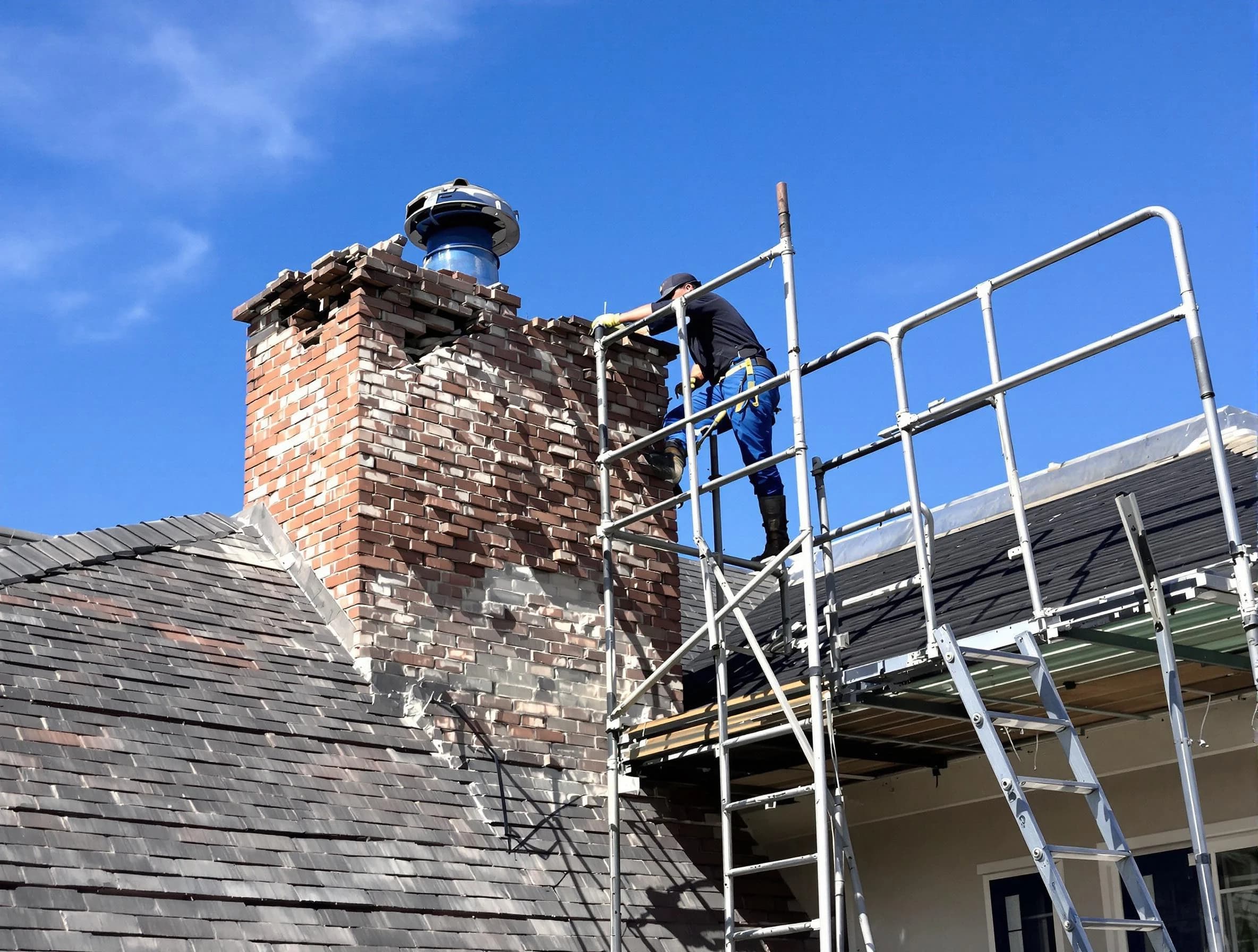 Rebuilding a chimney structure by Conyers Chimney Sweep in Conyers, GA