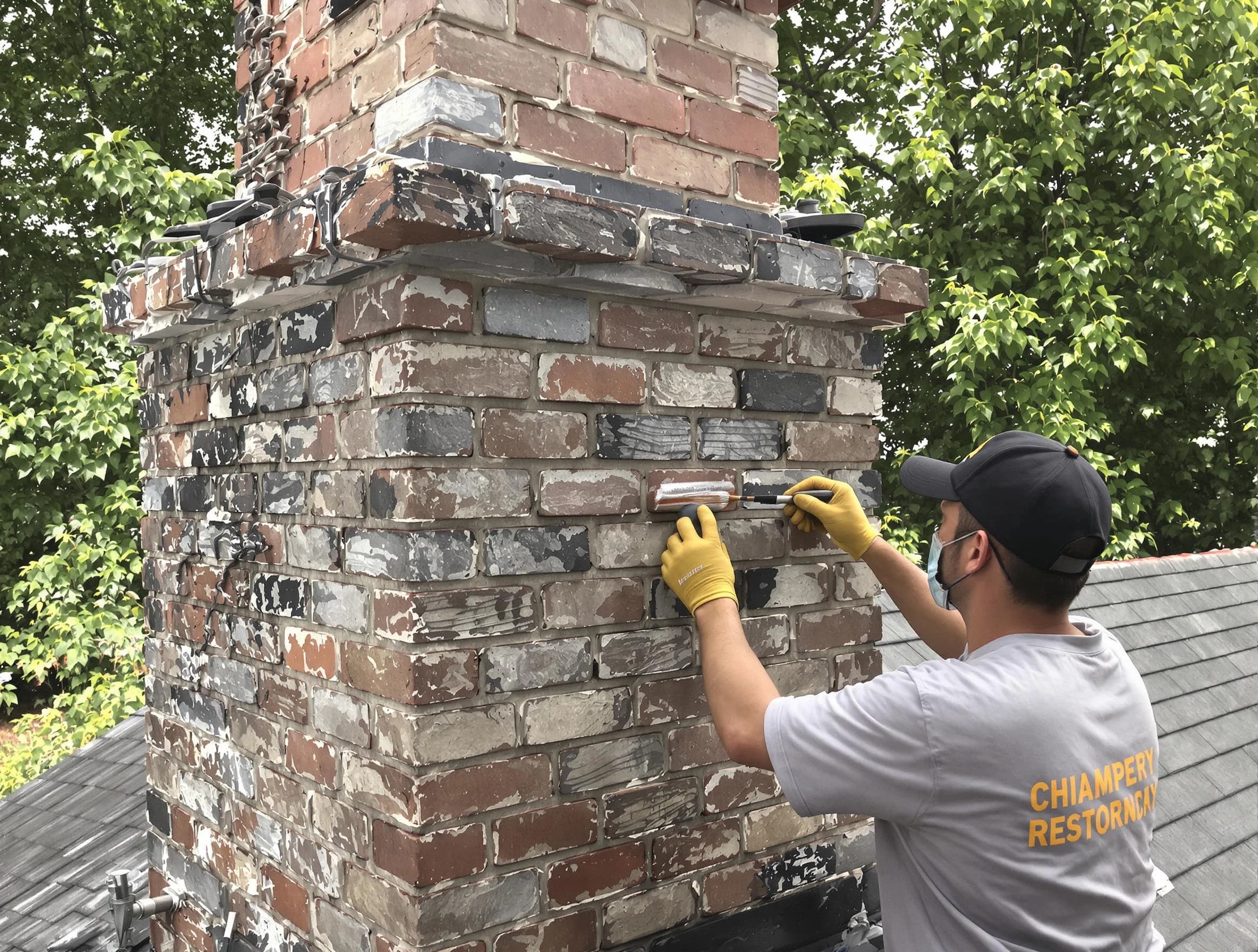 In-progress chimney restoration by Conyers Chimney Sweep in Conyers, GA