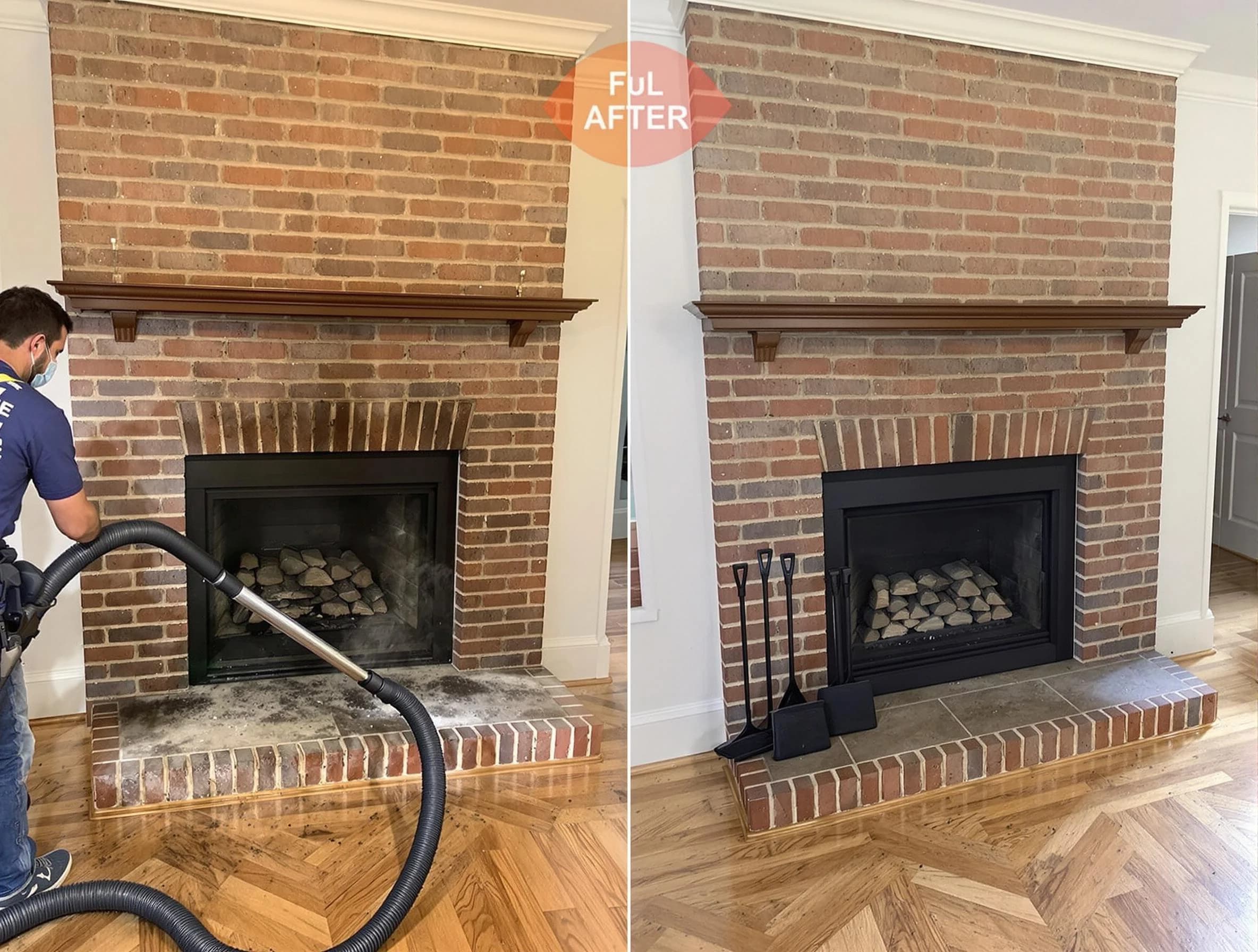 Conyers Chimney Sweep carefully sanitizing a fireplace in Conyers, GA