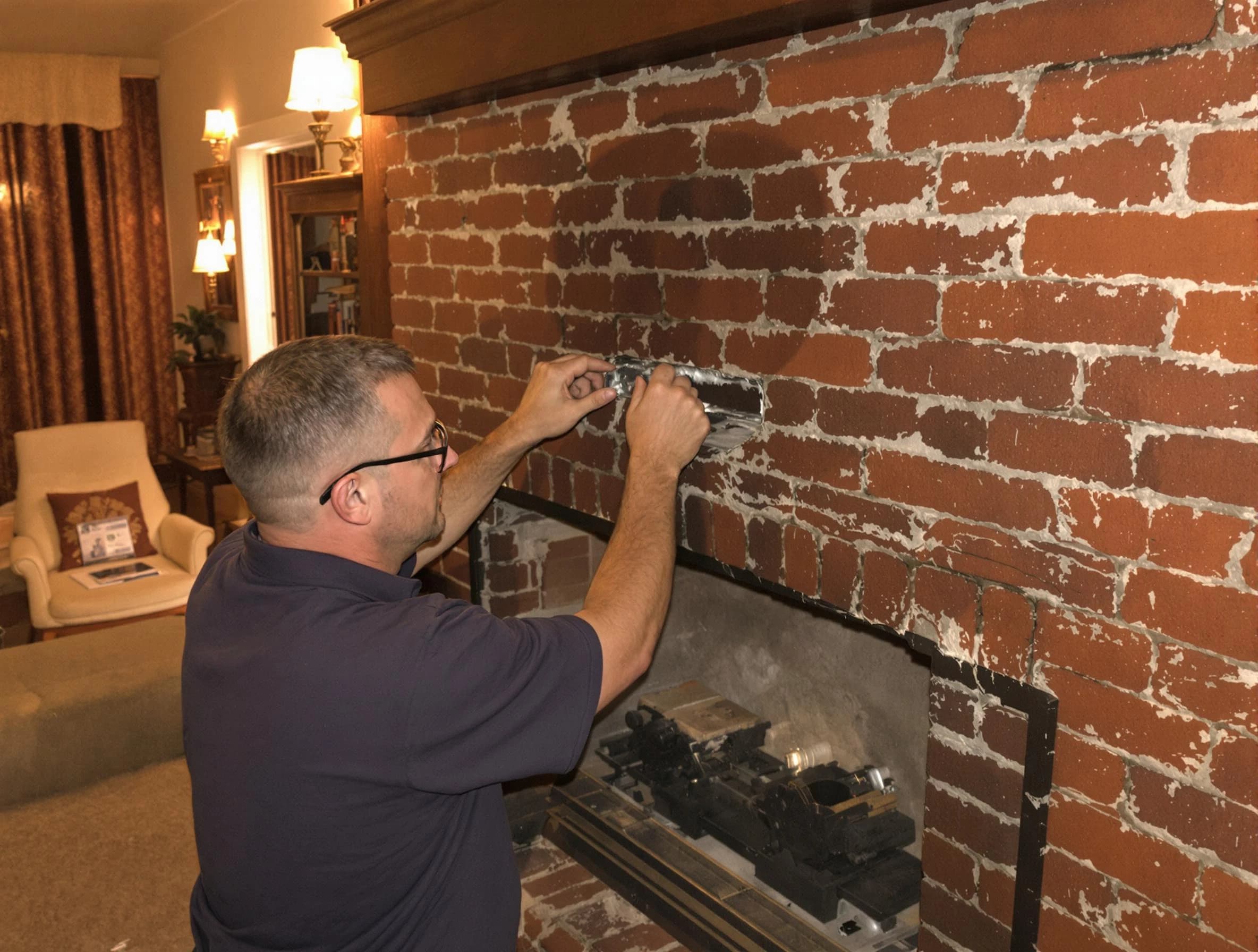 Conyers Chimney Sweep expert fixing a fireplace in Conyers, GA