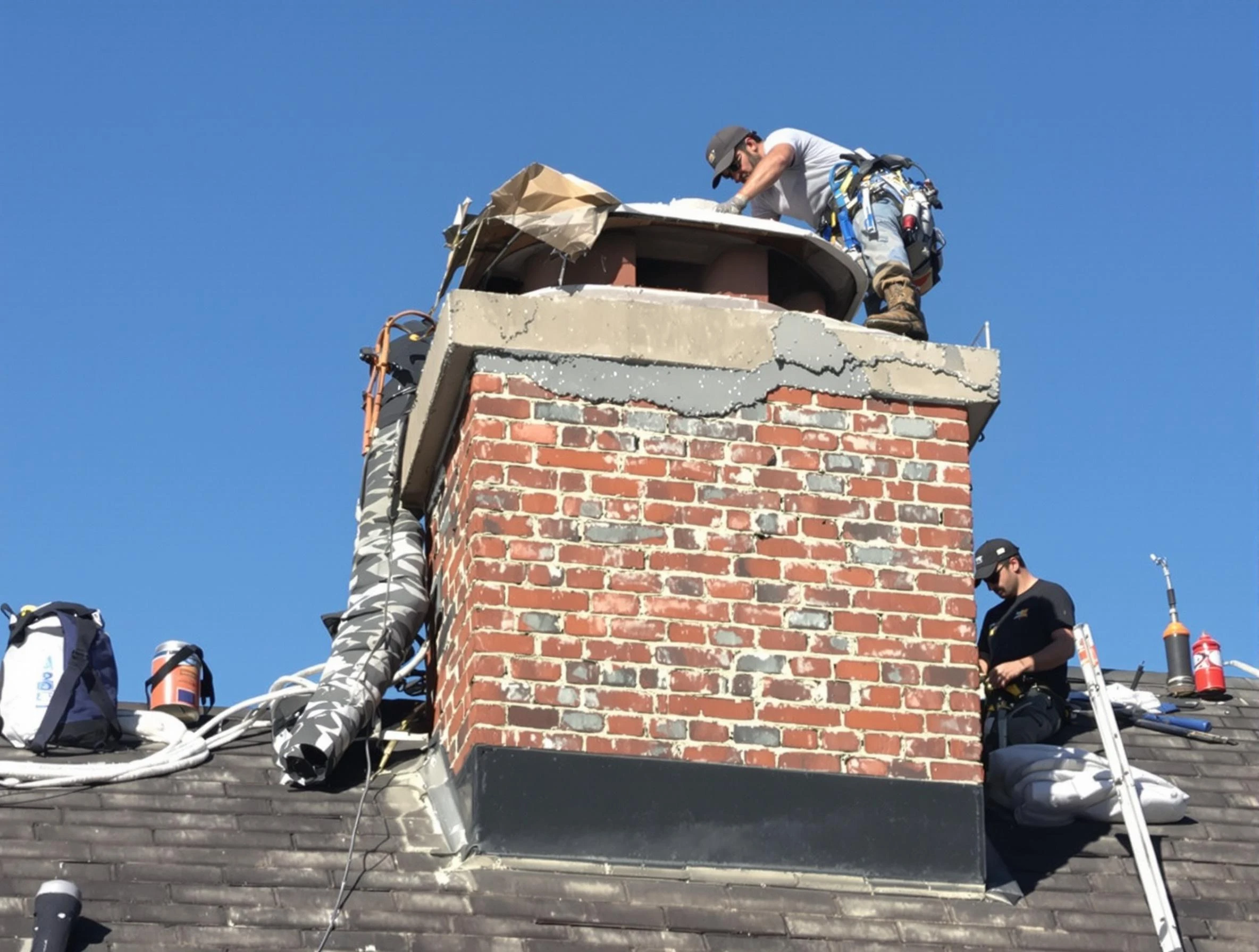 Conyers Chimney Sweep installing a custom chimney crown in Conyers, GA