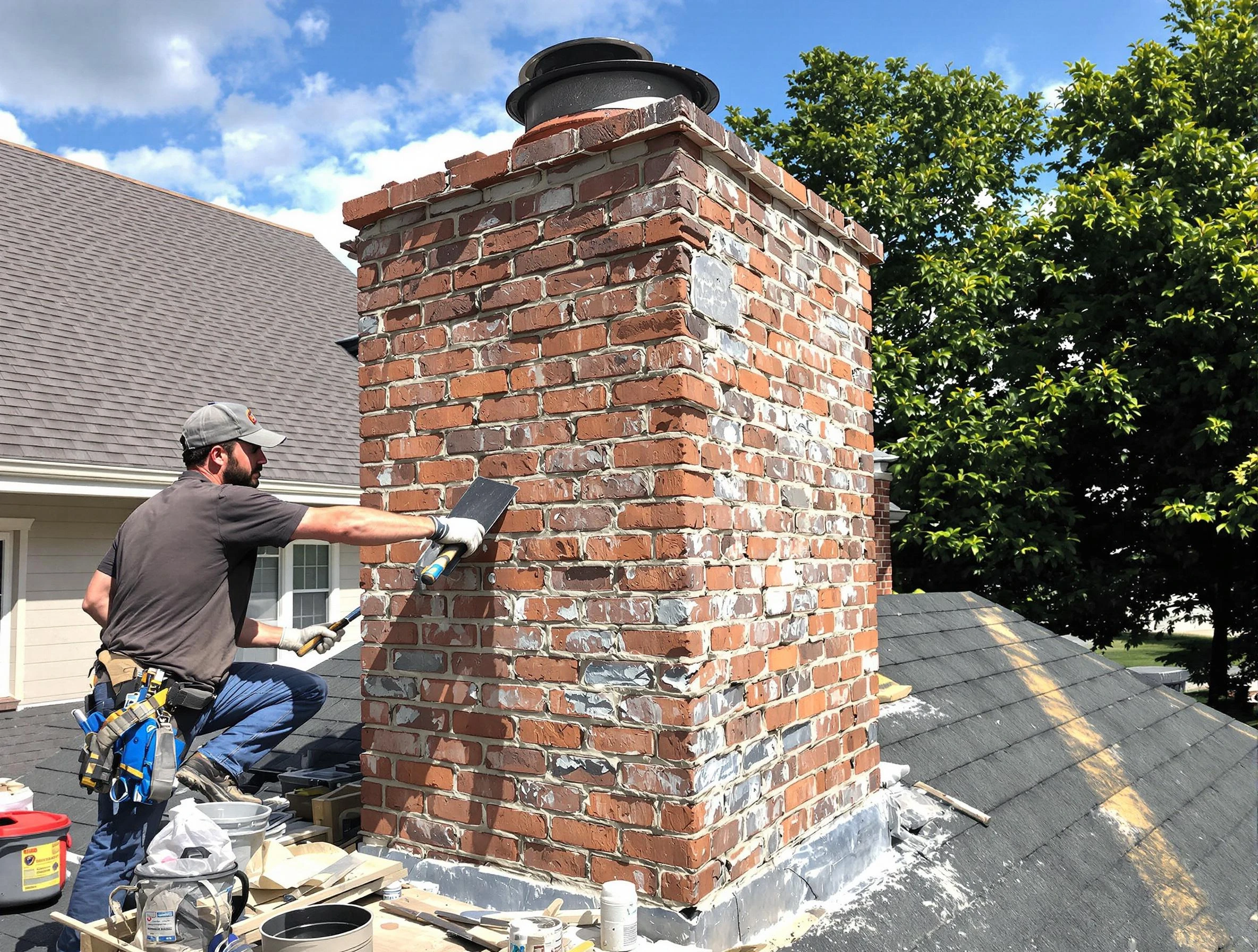 Completed chimney rebuild by Conyers Chimney Sweep in Conyers, GA