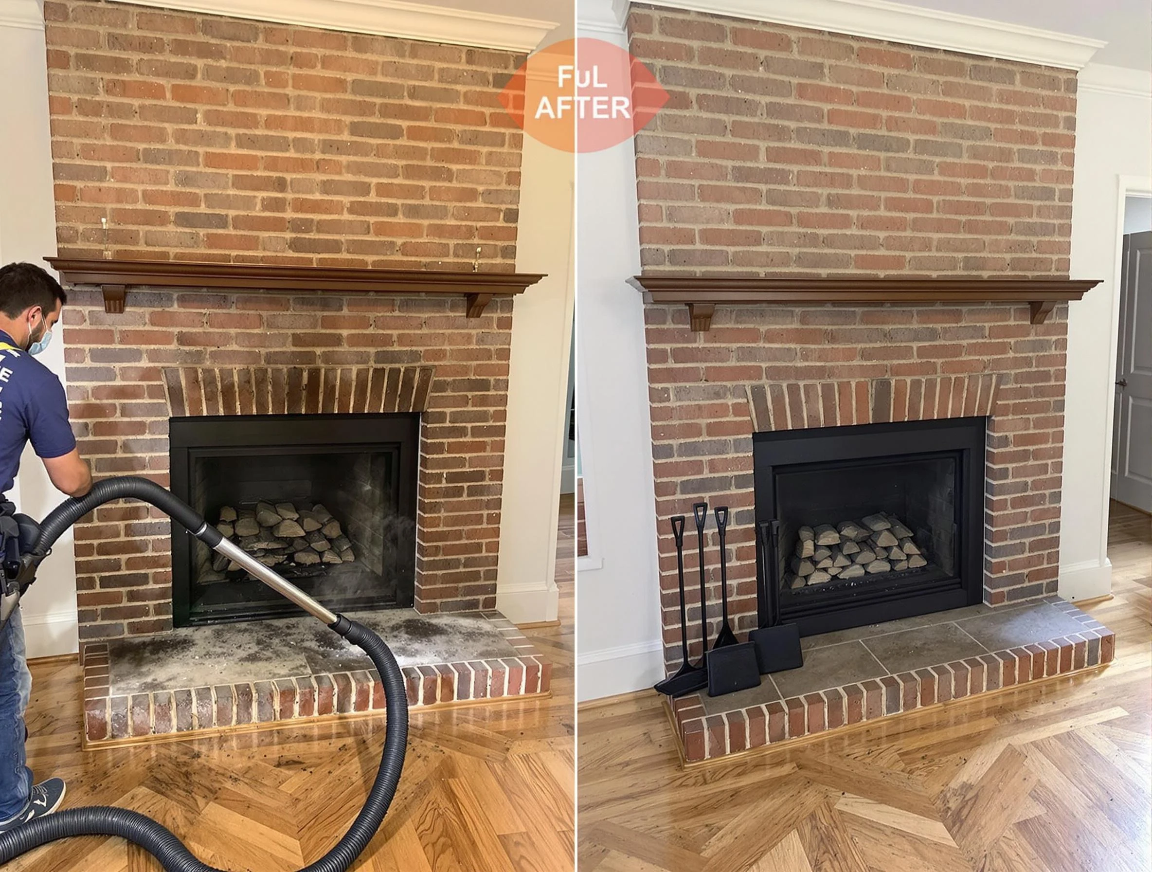 Conyers Chimney Sweep carefully sanitizing a fireplace in Conyers, GA