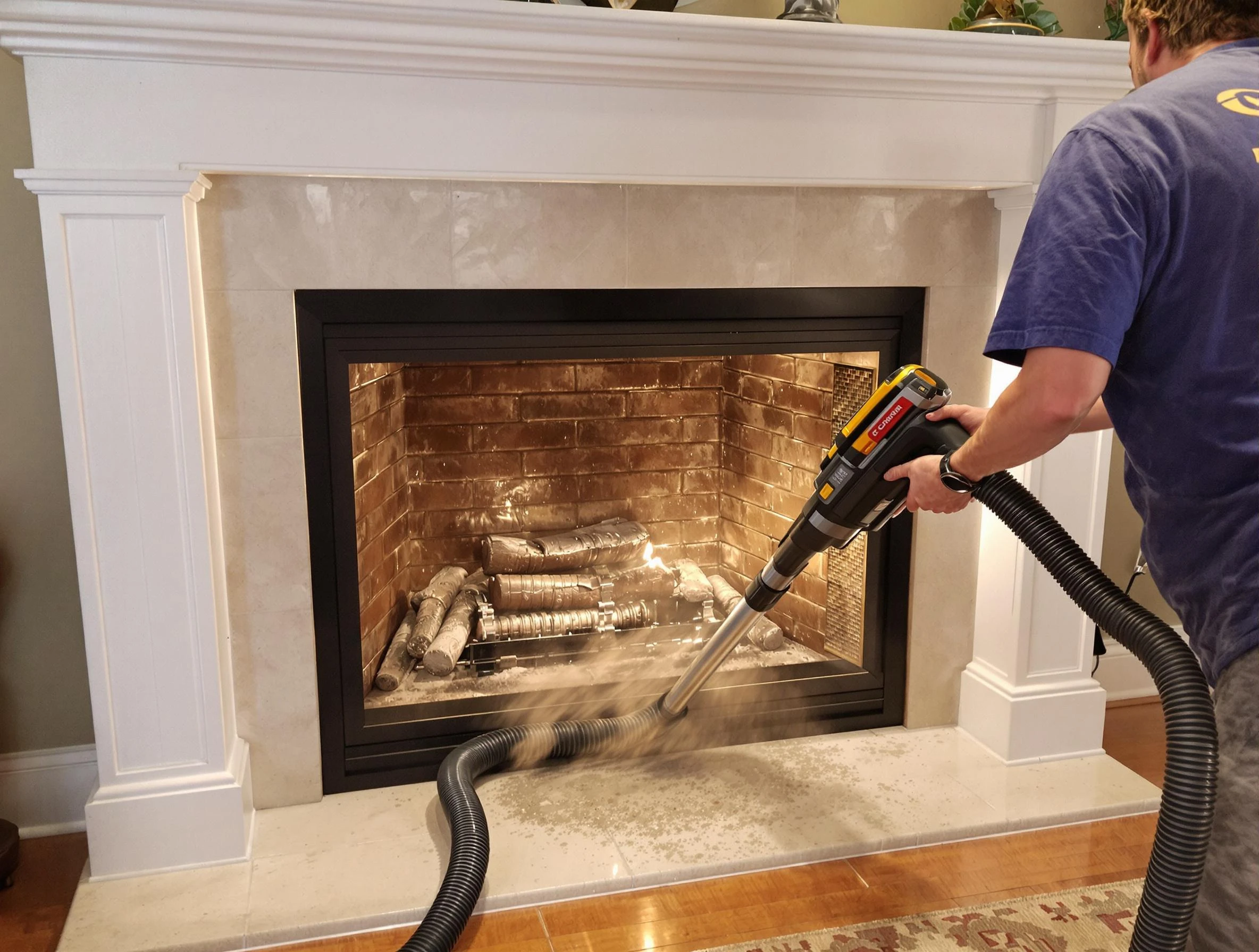 Fireplace cleaning performed by Conyers Chimney Sweep in Conyers, GA